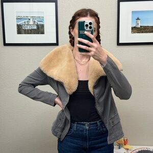 Anthropologie Marrakech Faux Fur Aviator Moto Jacket